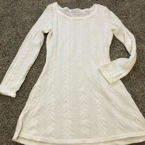 White knit sweater dress